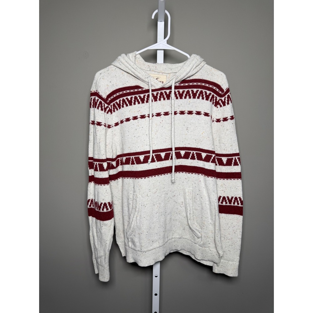 Hollister Hooded Knit Sweater Hoodie Side Slit Aztec Stripe Large Lodgecore Boho